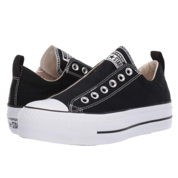 Converse Women's Chuck Taylor All Star Platform Slip Black White Size 6 - Picture 1 of 9